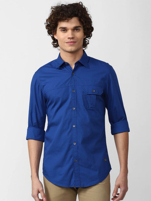 PETER ENGLAND Men Solid Casual Blue Shirt