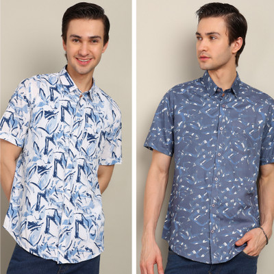 BLYNK Men Printed Casual Multicolor Shirt(Pack of 2)