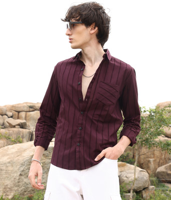 CAMPUS SUTRA Men Printed Casual Maroon Shirt