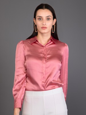 PURYS Women Solid Casual Pink Shirt