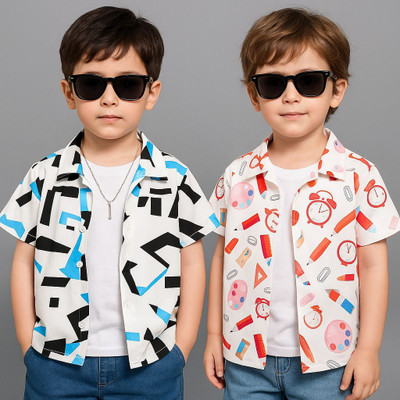 SHVFashion Boys Printed Casual Multicolor Shirt(Pack of 2)