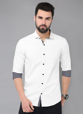 RGSTORE Men Solid Casual White Shirt