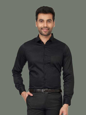 Pribha Fashion Men Solid Formal Black Shirt