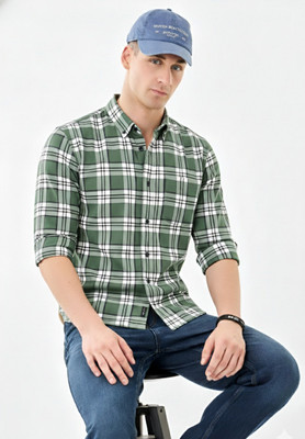U TURN Men Printed Casual Green Shirt