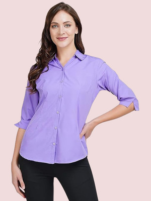 METRONAUT Women Solid Formal Purple Shirt