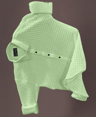 EDENFELLA Men Self Design Party Light Green Shirt