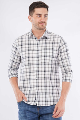 OFFSHADE Men Checkered Casual White Shirt