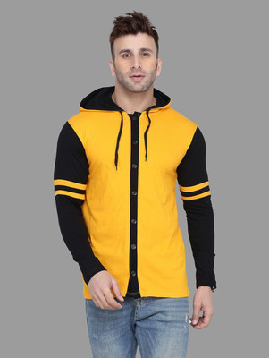 HouseOfCommon Men Solid Casual Yellow, Black Shirt