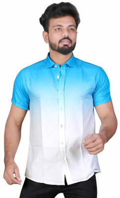 JANAKI ENTERPRISE Men Printed Casual White, Light Blue Shirt