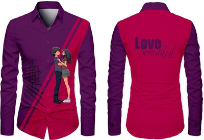 AviraEnterprise Men Printed Casual Purple Shirt