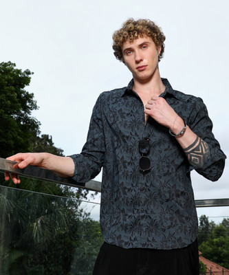 CAMPUS SUTRA Men Floral Print Casual Grey Shirt