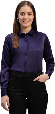 Swaz Women Solid Formal Purple Shirt