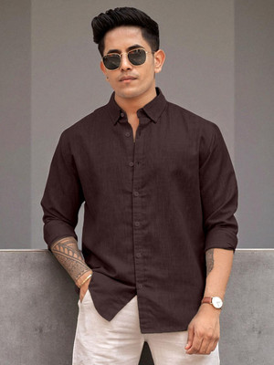 Yanthi Trend Men Solid Casual Brown Shirt