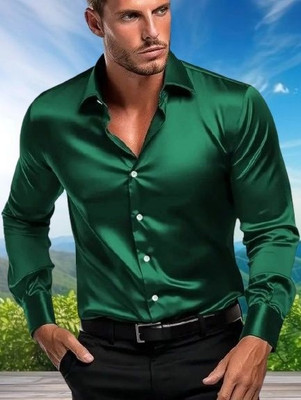 BS Enterprise Men Solid Casual Dark Green Shirt
