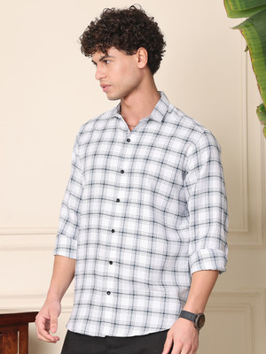 ANP BIHARIKA Men Checkered Casual White Shirt