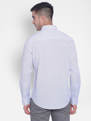 CRIMSOUNE CLUB Men Printed Casual White, Blue Shirt
