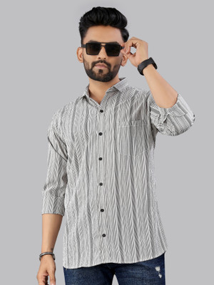 ISUEL FAB Women Printed Casual Black, White Shirt