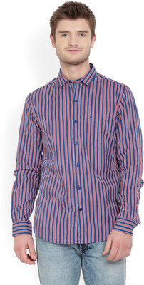 John Players Men Striped Formal Red, White, Blue Shirt