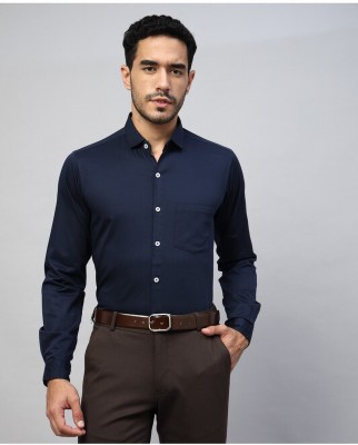 KESHAV SRUSHTI Men Solid Formal Dark Blue Shirt