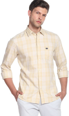 Arrow Sport Men Checkered Casual Beige Shirt