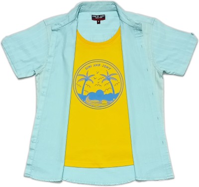 GINI & JONY Baby Boys Printed Casual Light Blue Shirt