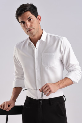 LUZAAR Men Solid Casual White Shirt