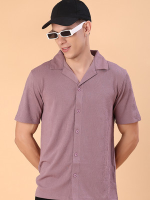 V-MART Men Self Design Casual Purple Shirt
