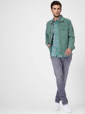 JACK & JONES Men Checkered Casual Green, Dark Blue, White Shirt