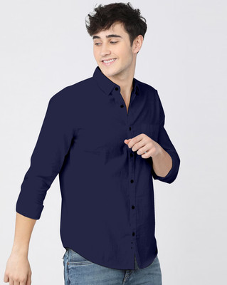Yaara fashion Men Solid Casual Dark Blue Shirt