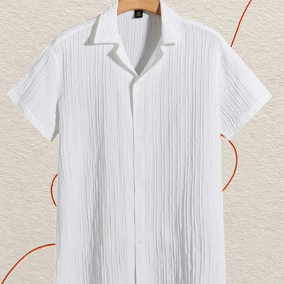 Looksky Men Striped, Self Design Casual White Shirt