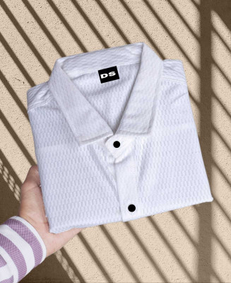 NIVNSH CREATION Men Self Design Casual White Shirt