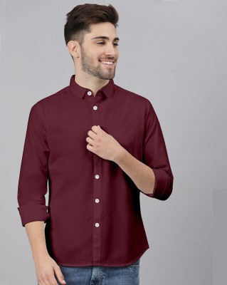 TRISHULFASHION Men Solid Casual Maroon Shirt