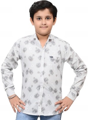 SHIVON COLLECTIONS Boys Printed Casual Grey, White Shirt