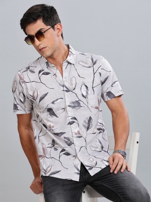 Bullmer Men Printed Casual White Shirt