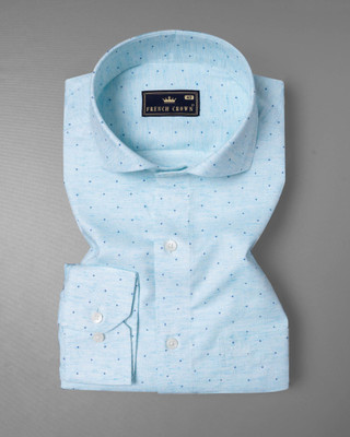 french crown Men Printed Casual Blue Shirt
