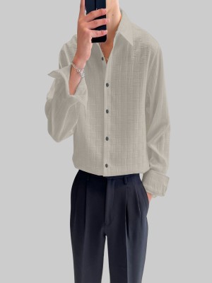 KHANJAN FASHION Men Self Design, Checkered Formal Grey Shirt