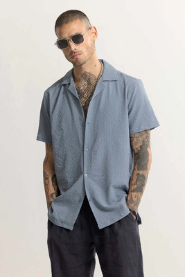 COMBRAIDED Men Self Design Casual Grey Shirt