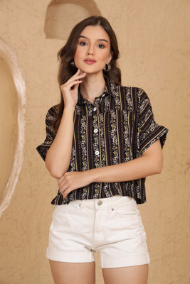 BIRDIEfashion Women Striped Casual Brown Shirt