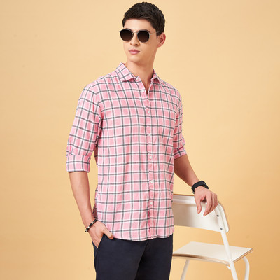 Byford by Pantaloons Men Solid Casual Pink Shirt
