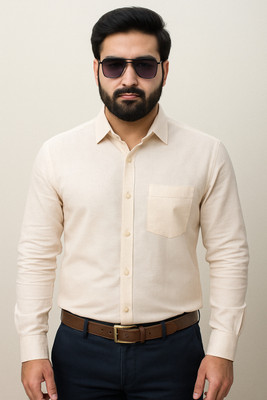 MASCON TRaDER Men Solid Casual Beige Shirt