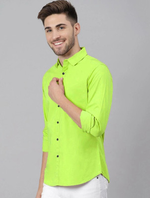 Neviq Trend Men Solid Casual Light Green Shirt