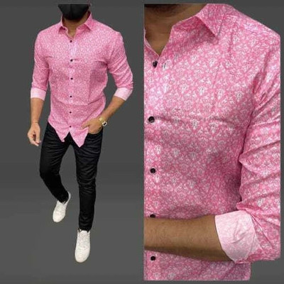 DISHANK CREATION Men Printed Casual Pink Shirt