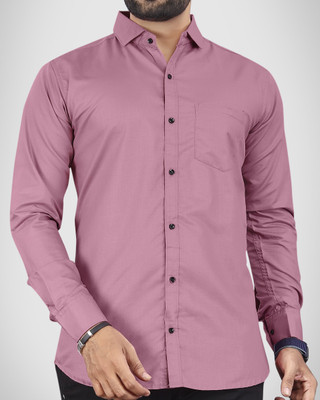 NIVICK Men Solid Formal Pink Shirt