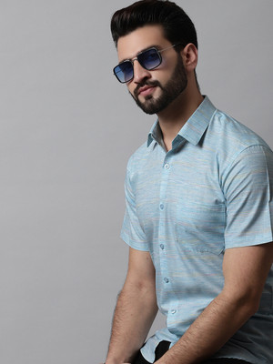 JAINISH Men Self Design Casual Light Blue Shirt