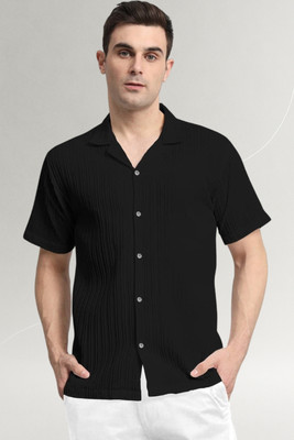 Dharamraj Fashion Men Self Design Casual Black Shirt