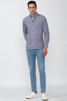 VAN HEUSEN Men Checkered Casual Blue, White Shirt