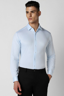 VAN HEUSEN Men Self Design Formal Light Blue Shirt