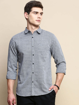 INVICTUS Men Checkered Casual Grey Shirt