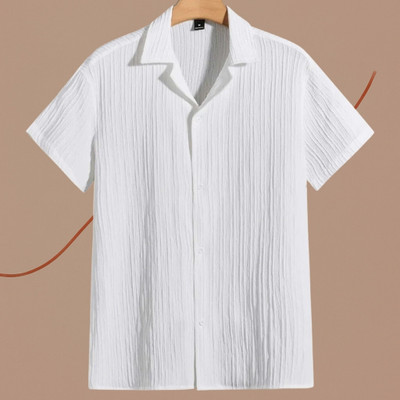 A Dearise Trend Men Self Design Casual White Shirt