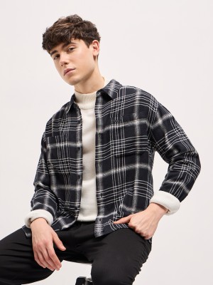 THE BEAR HOUSE Men Checkered Casual Black, White Shirt